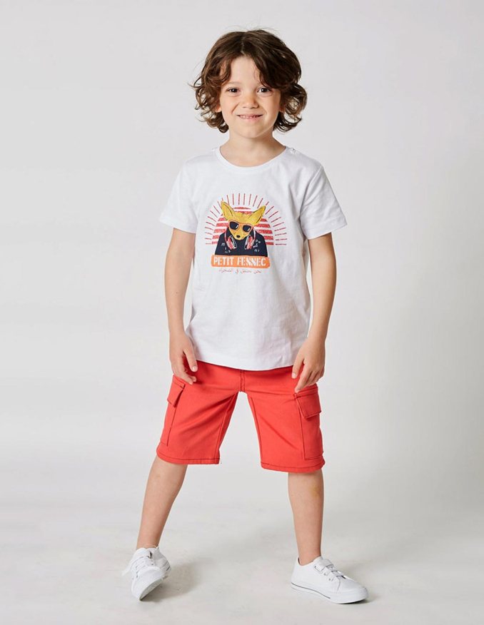 تي شيرت للأولاد" ستريت فنك " أبيض ناصع