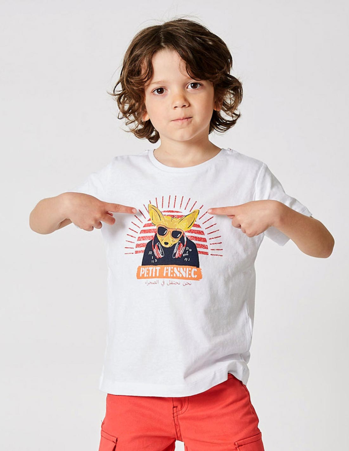 T-shirt Garçon "Street Fennec" Blanc Optique 2