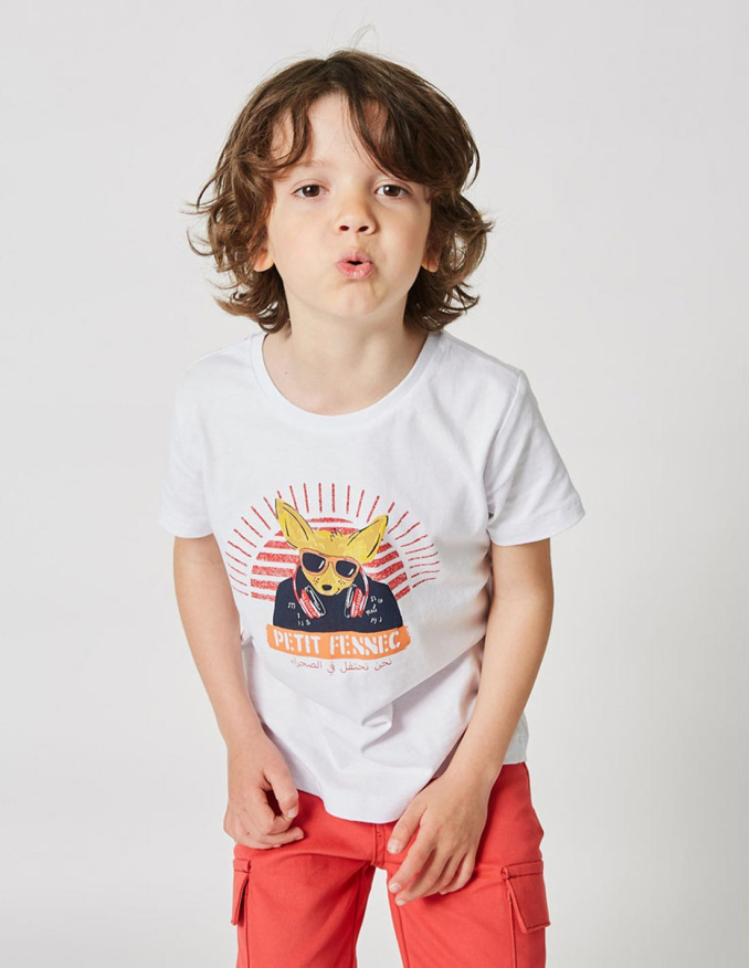 تي شيرت للأولاد" ستريت فنك " أبيض ناصع