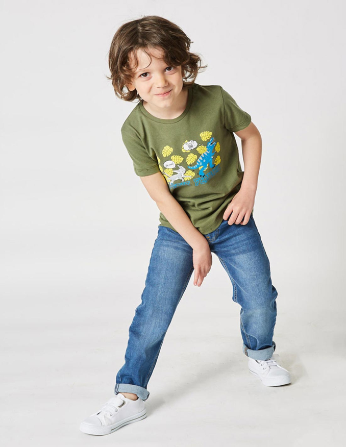 T-shirt Garçon "Aventure Fennec" kaki