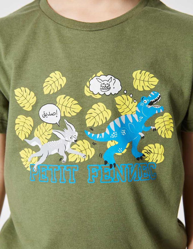 T-shirt Garçon "Aventure Fennec" kaki