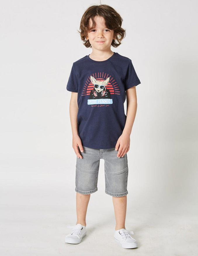 T-shirt Garçon "Street Fennec" Bleu Navy