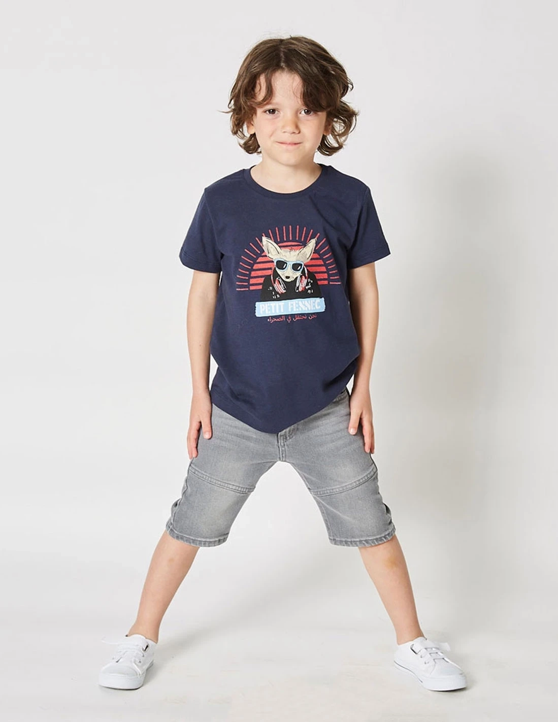 Pantacourt Jean Garçon "Petit Fennec Casual" Denim Gris Pantacourt Jean Garçon "Petit Fennec Casual" Denim Gris