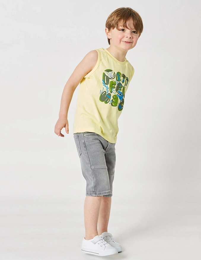 Pantacourt Jean Garçon "Petit Fennec Casual" Denim Gris