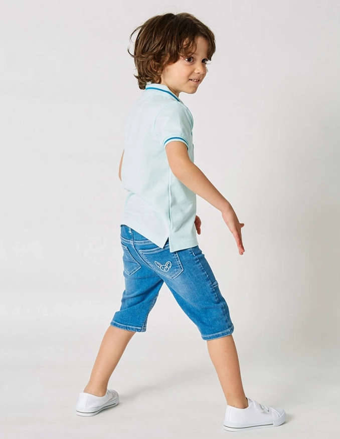 Pantacourt Jean Garçon "Petit Fennec Casual" Denim Clair