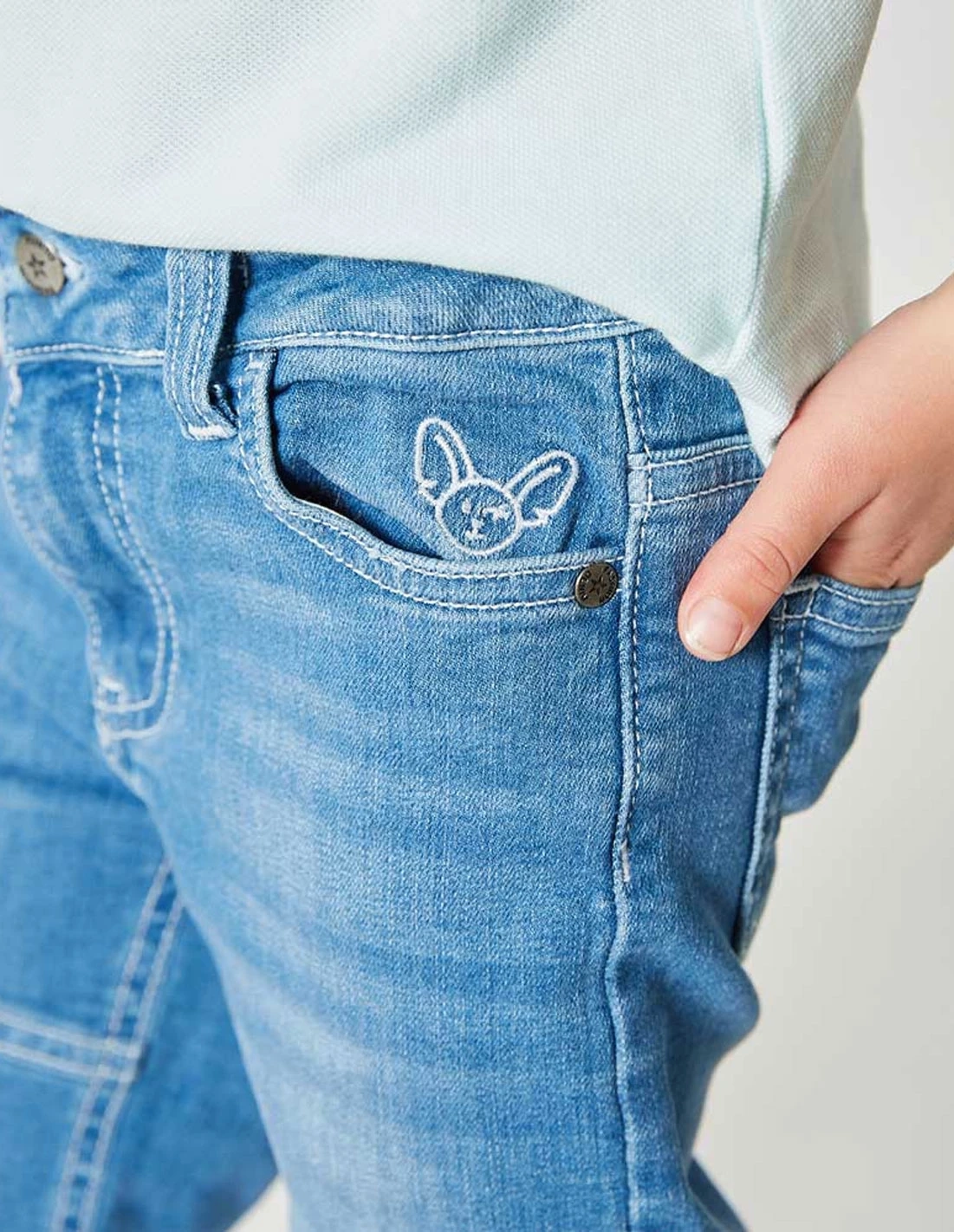 Pantacourt Jean Garçon "Petit Fennec Casual" Denim Clair Pantacourt Jean Garçon "Petit Fennec Casual" Denim Clair