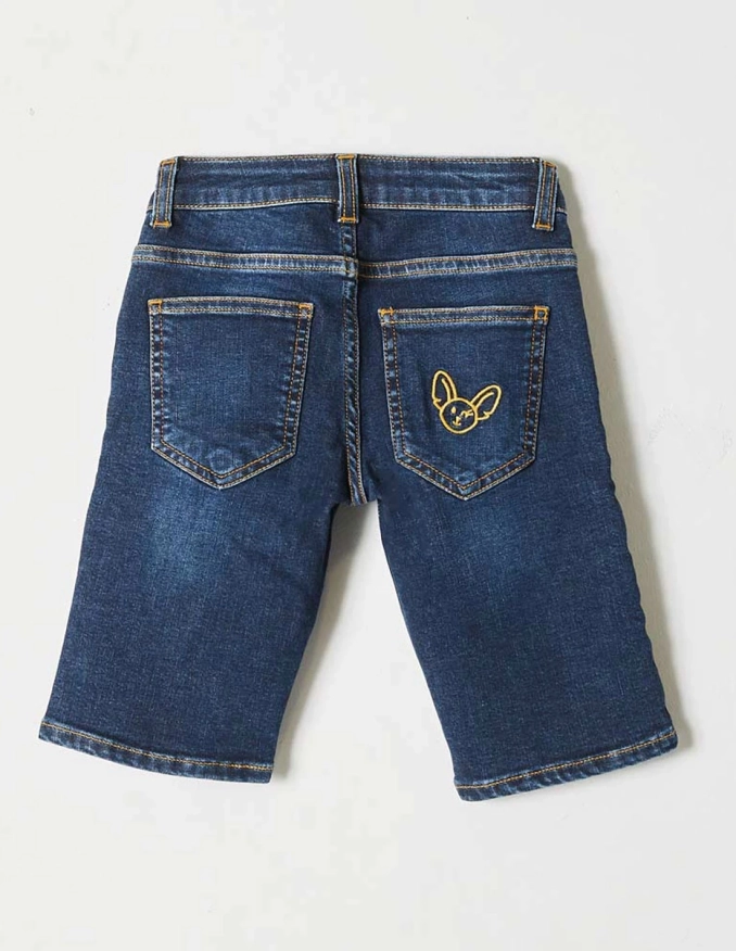 Pantacourt Jean Garçon "Petit Fennec Casual" Denim Foncé
