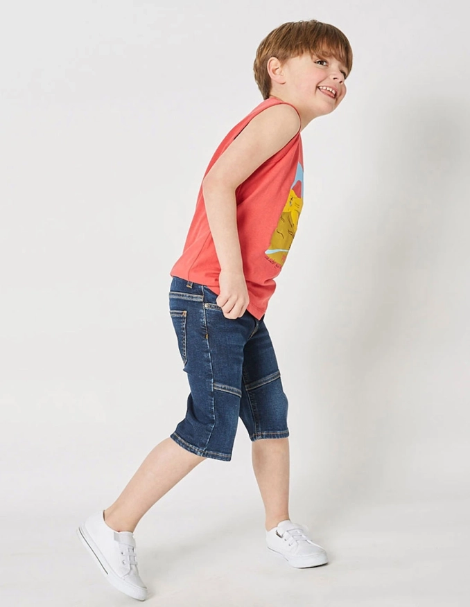 جينز قصير للأولاد" بيتي فنك كاجوال" دنيم داكن