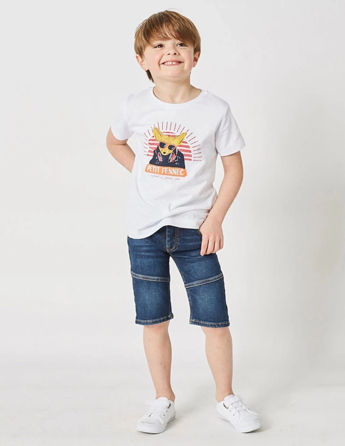 Pantacourt Jean Garçon "Petit Fennec Casual" Denim Foncé