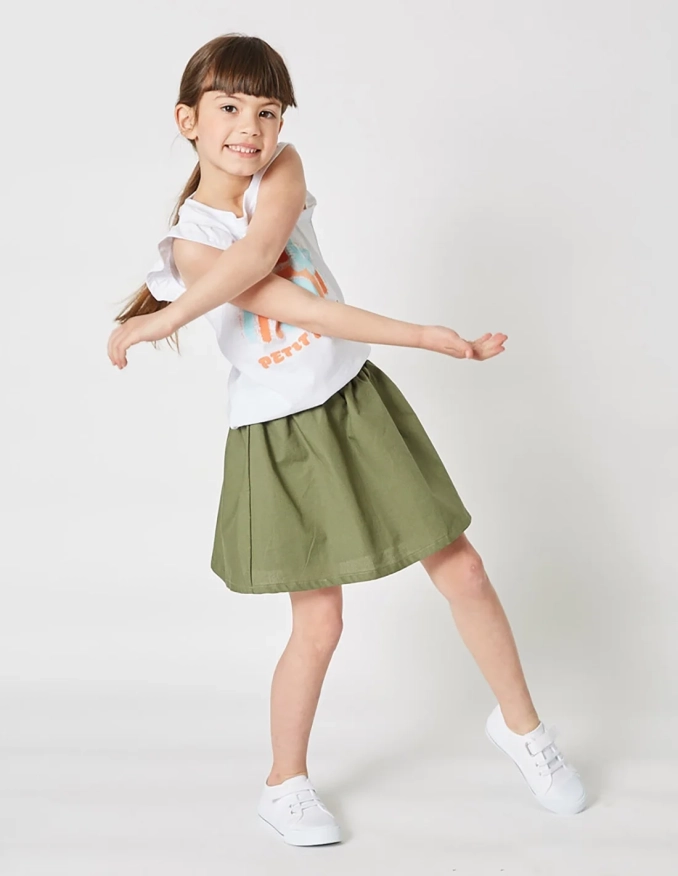 تنورة واسعة "بيتي فنك دوسور"  أخضر كاكي