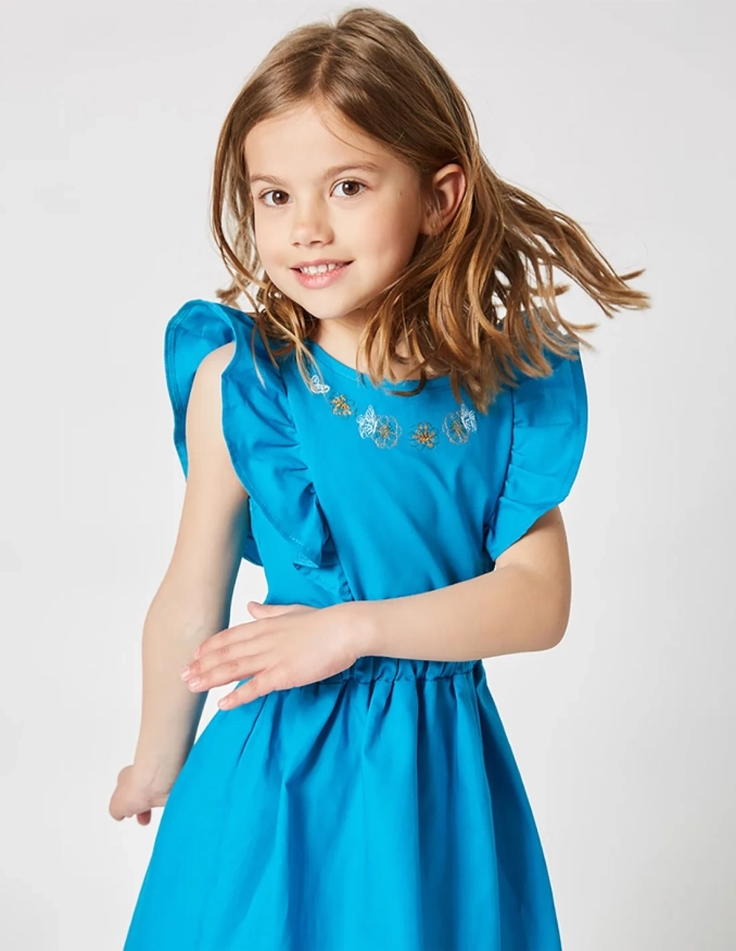 Robe Chic en Popeline Bleu