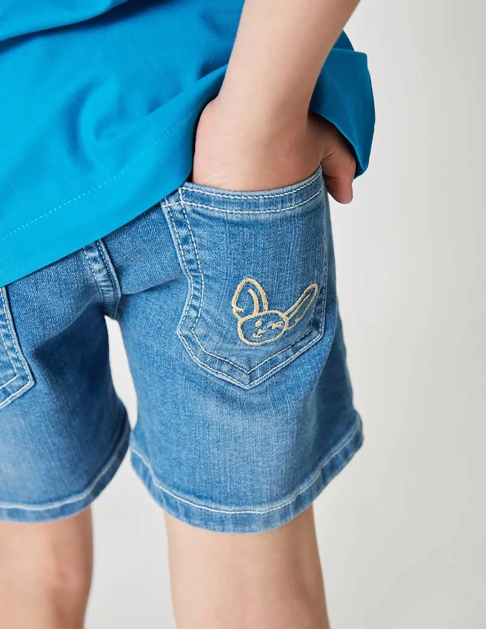 Short en Jean Fille "Petit Fennec Craquant" denim clair 2