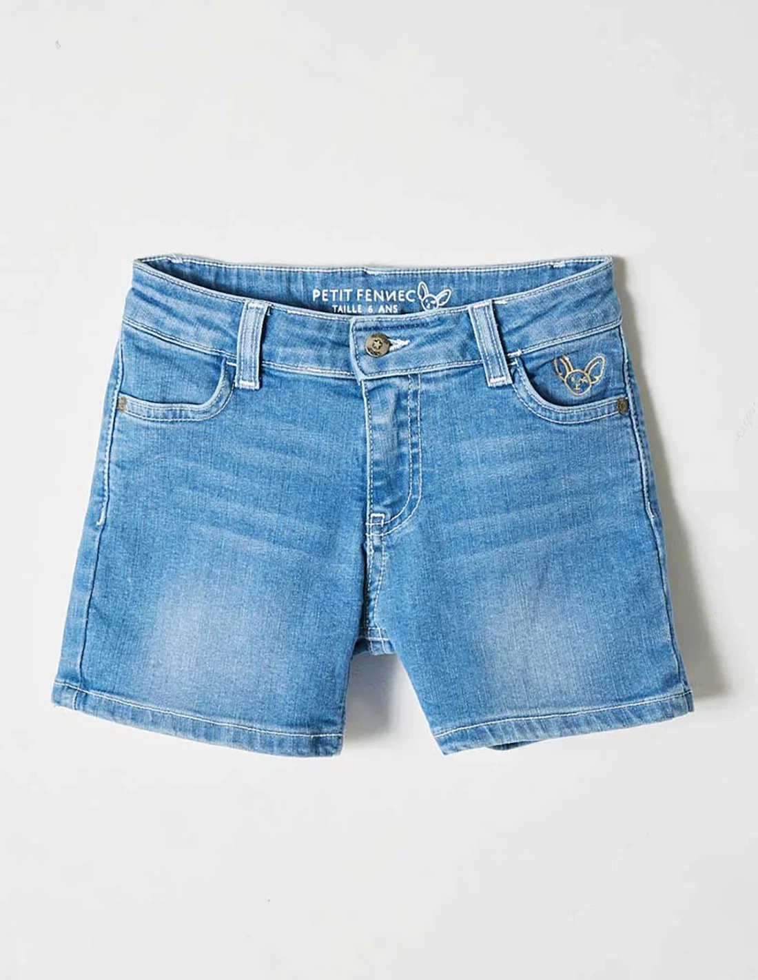 Short en Jean Fille "Petit Fennec Craquant" denim clair Short en Jean Fille "Petit Fennec Craquant" denim clair