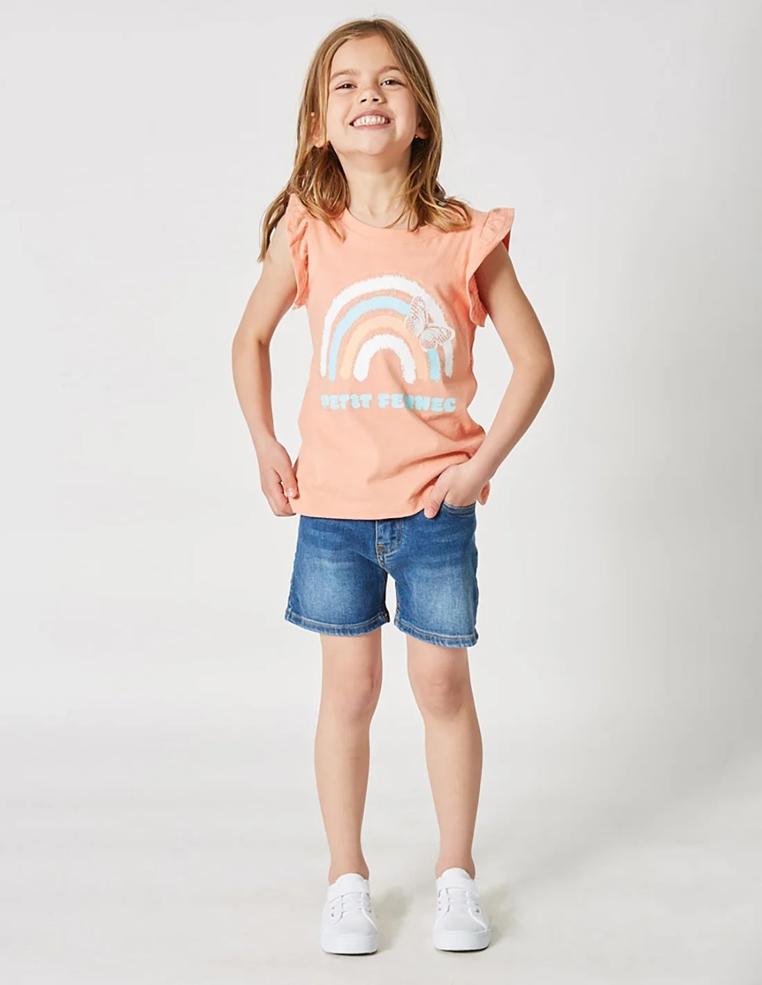 Short en Jean Fille "Petit Fennec Craquant" Denim Foncé Short en Jean Fille "Petit Fennec Craquant" Denim Foncé