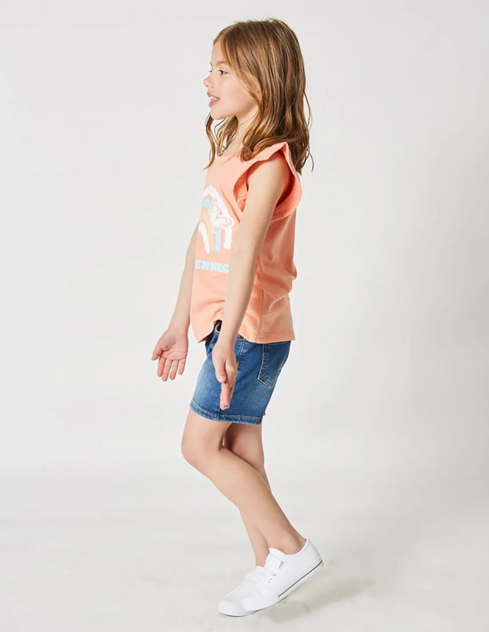 Short en Jean Fille "Petit Fennec Craquant" Denim Foncé 2