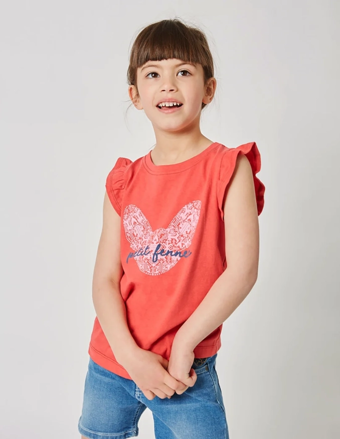 Débardeur Fille "Petit Fennec Culturel" Rouge Terre