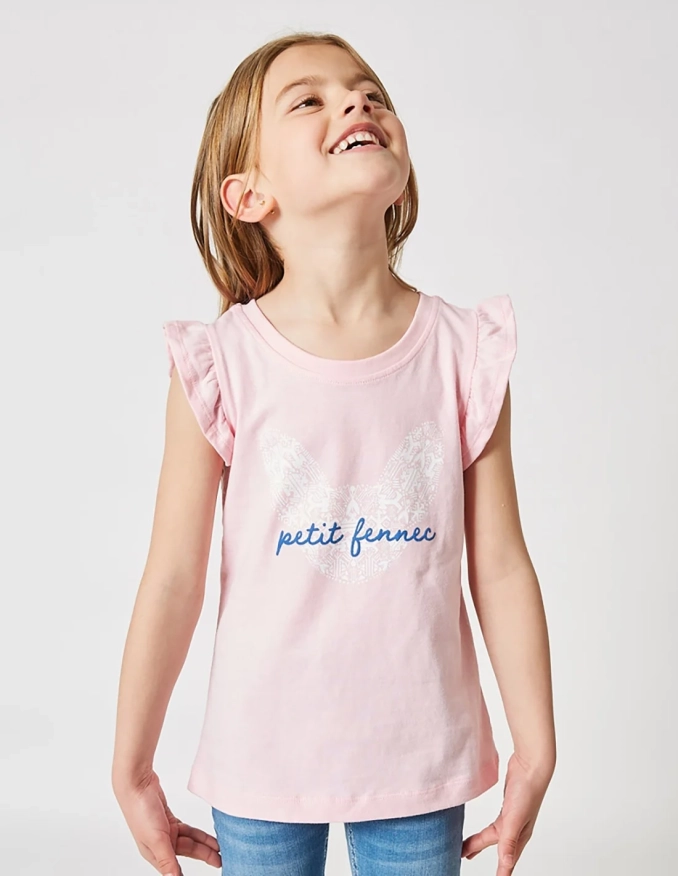 Débardeur Fille "Petit Fennec Culturel" Rose Clair