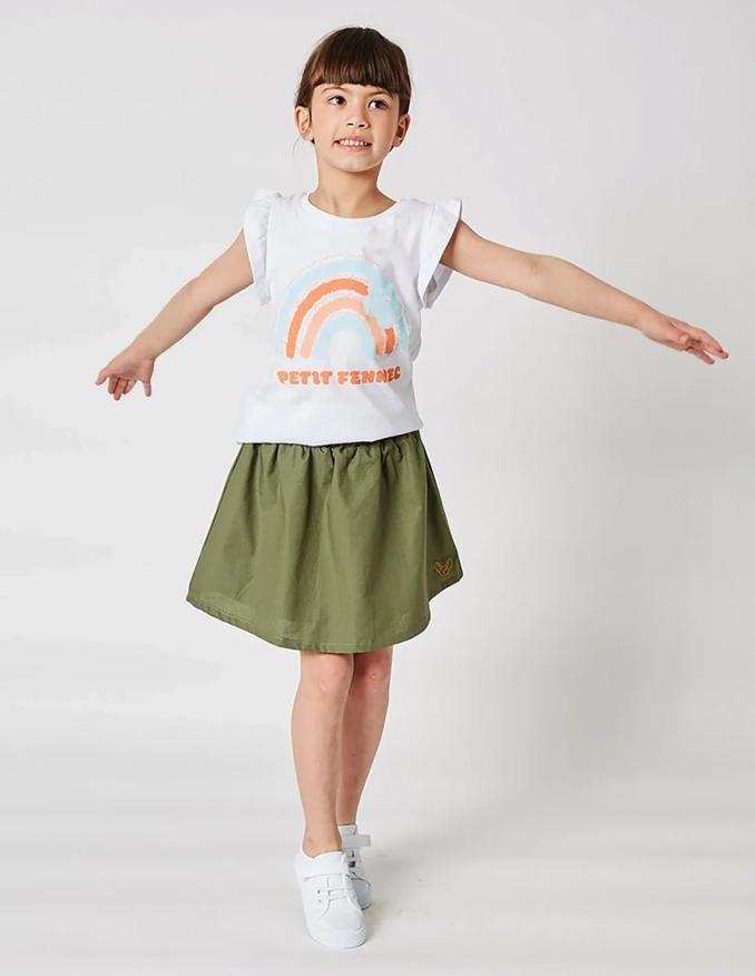 Débardeur Fille Manches Papillon Blanc Optique