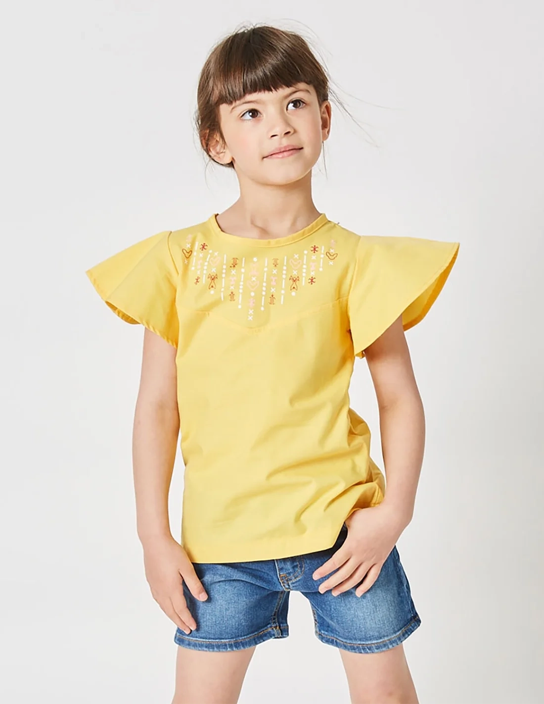 Blouse fille, Soleil d'Algérie, Jaune Safran Blouse fille, Soleil d'Algérie, Jaune Safran