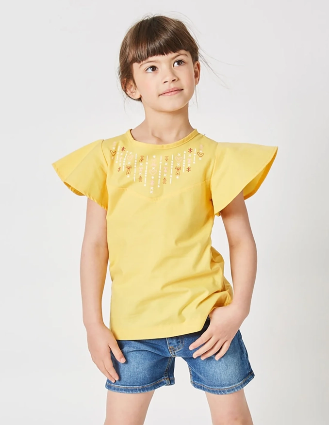 Blouse fille, Soleil d'Algérie, Jaune Safran