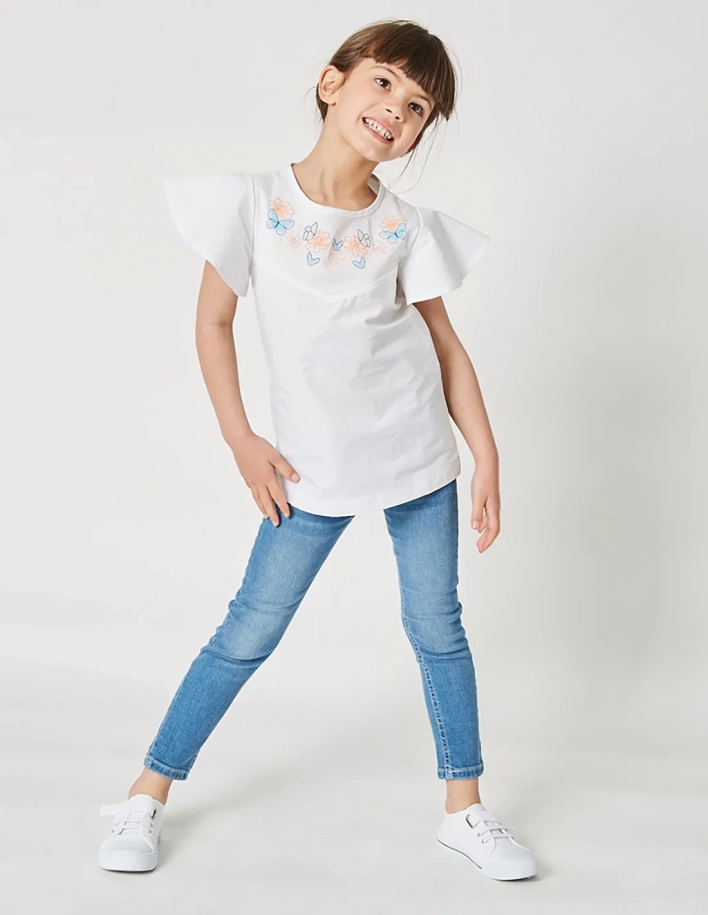 Blouse Fille, Papillon Envolé, Blanc Optique 2