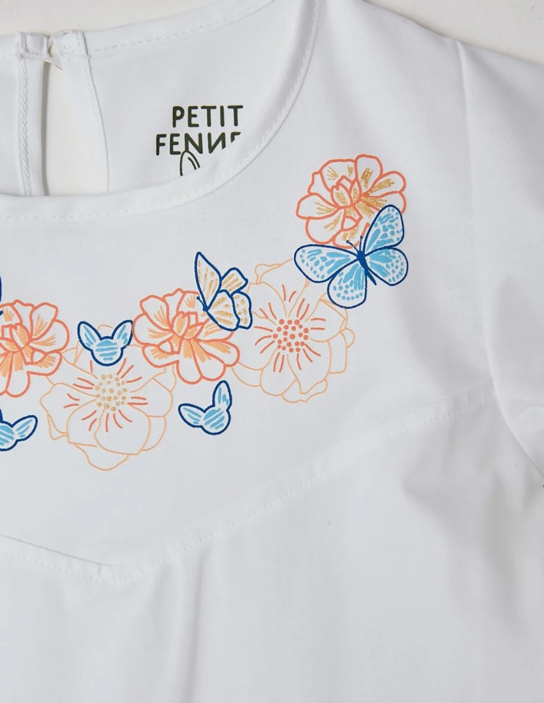 Blouse Fille, Papillon Envolé, Blanc Optique Blouse Fille, Papillon Envolé, Blanc Optique