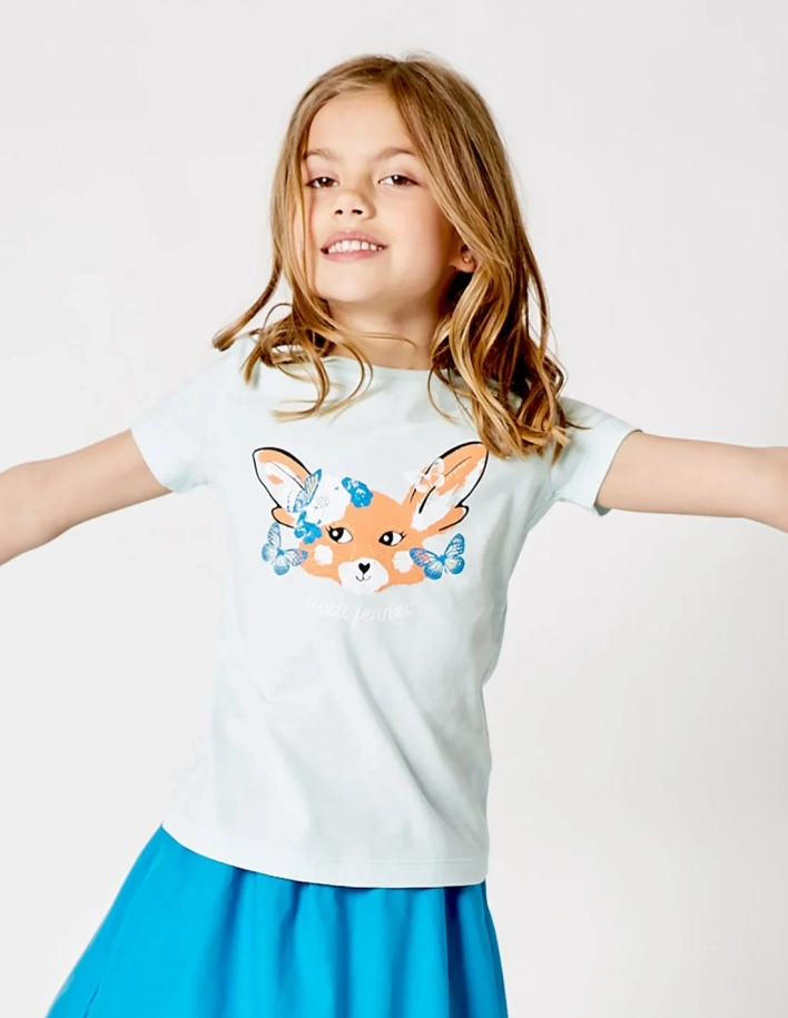 T-shirt Fille "Petit Fennec" Bleu Clair 2