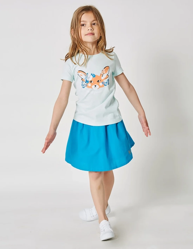 T-shirt Fille "Petit Fennec" Bleu Clair