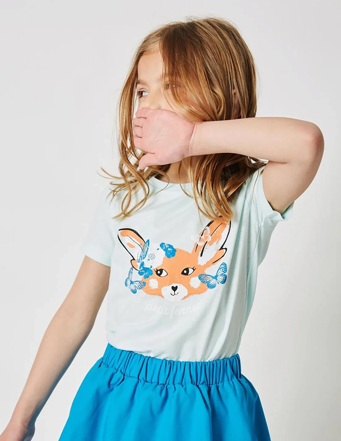 T-shirt Fille "Petit Fennec" Bleu Clair T-shirt Fille "Petit Fennec" Bleu Clair