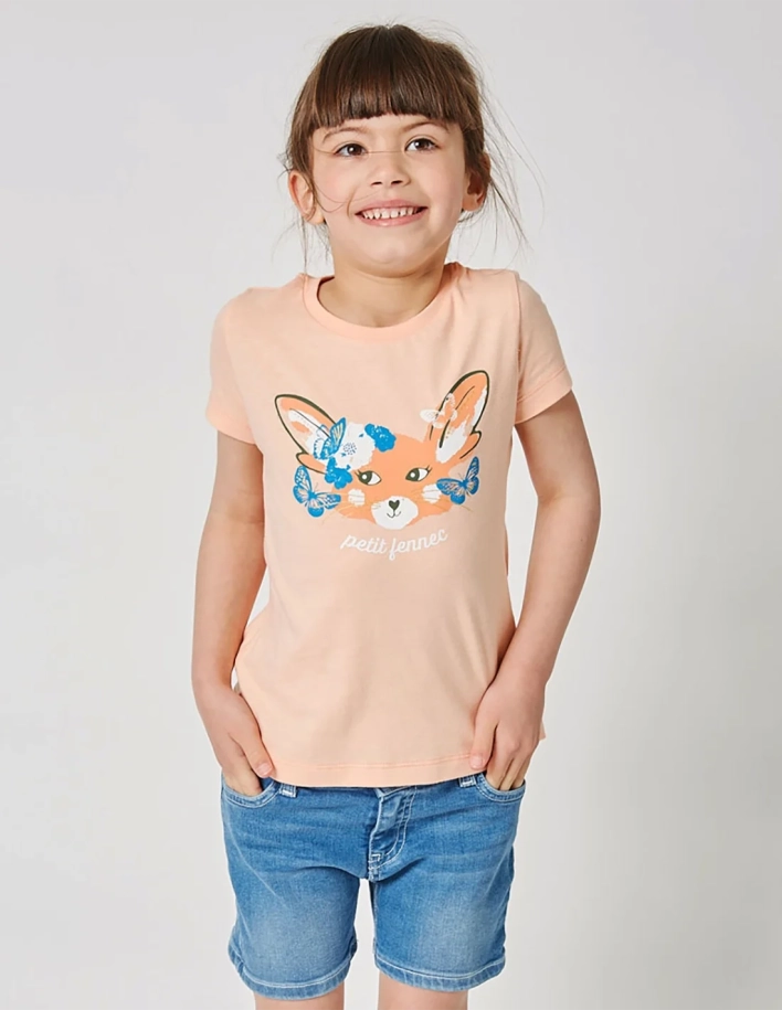 T-shirt Fille "Petit Fennec" Corail 2