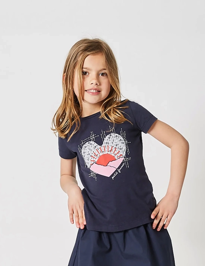 T-shirt Fille "Petit Fennec" Bleu Navy