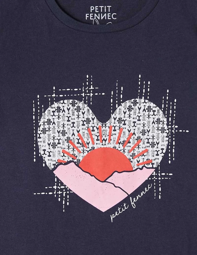 T-shirt Fille "Petit Fennec" Bleu Navy
