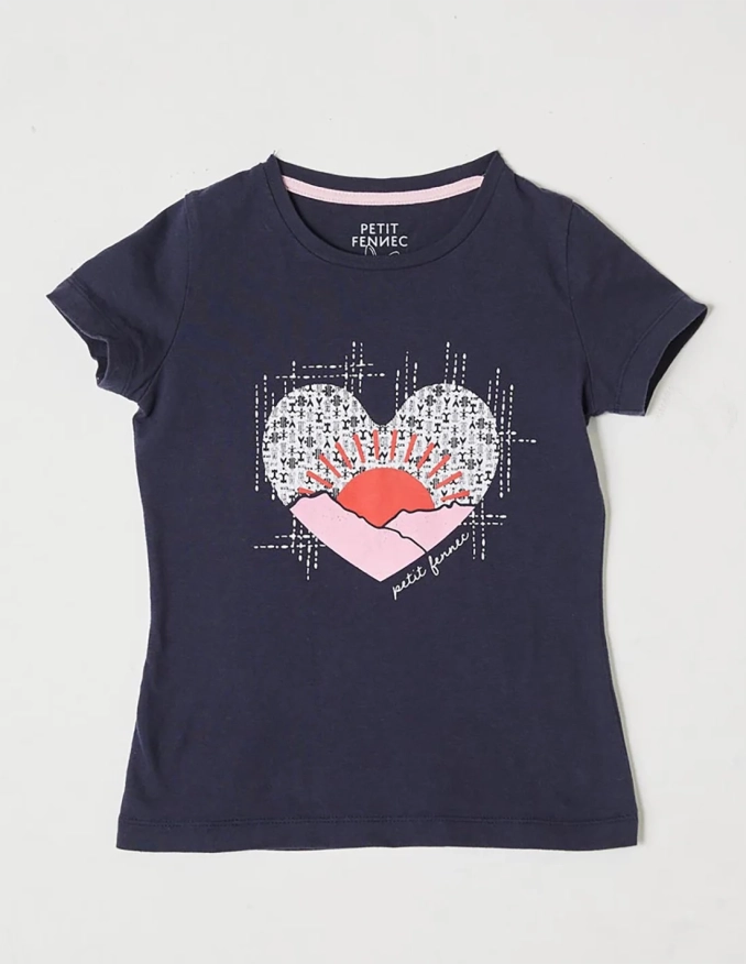 T-shirt Fille "Petit Fennec" Bleu Navy