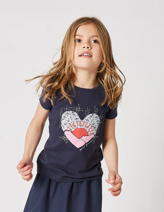 T-shirt Fille "Petit Fennec" Bleu Navy