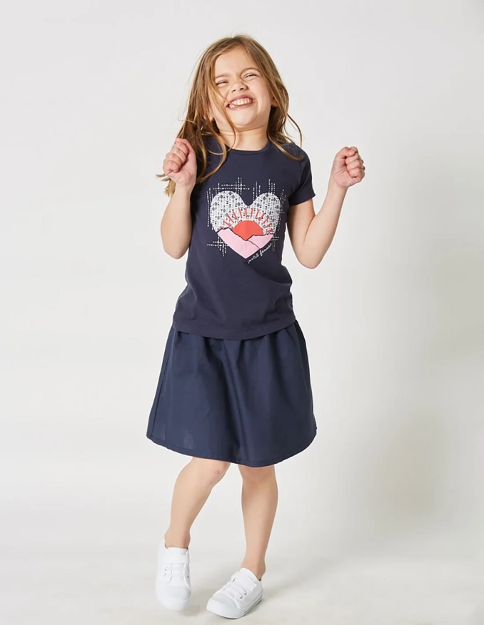 T-shirt Fille "Petit Fennec" Bleu Navy