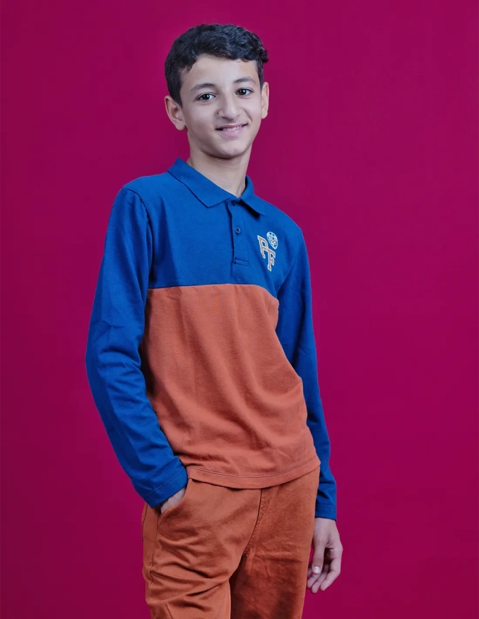 Polo 100% coton "club des aventuriers" - Maron/Bleu Marine