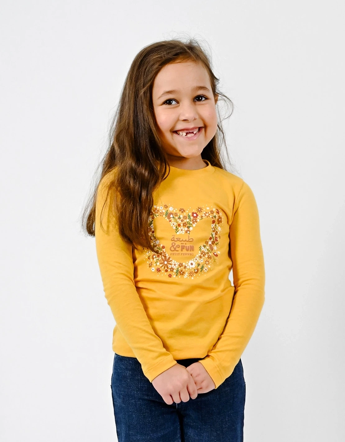 T-Shirt Fille "Coeur  Fleuri"  Moutarde T-Shirt Fille "Coeur  Fleuri"  Moutarde