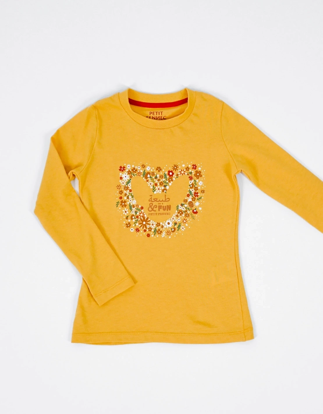 T-Shirt Fille "Coeur  Fleuri"  Moutarde T-Shirt Fille "Coeur  Fleuri"  Moutarde