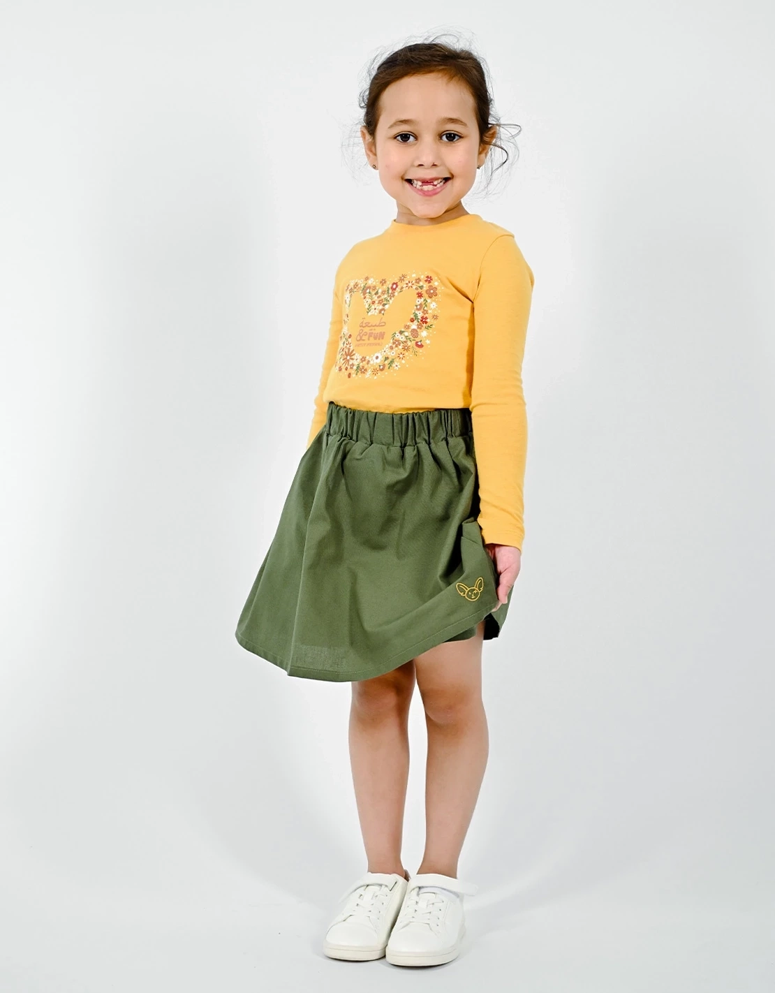 T-Shirt Fille "Coeur  Fleuri"  Moutarde T-Shirt Fille "Coeur  Fleuri"  Moutarde