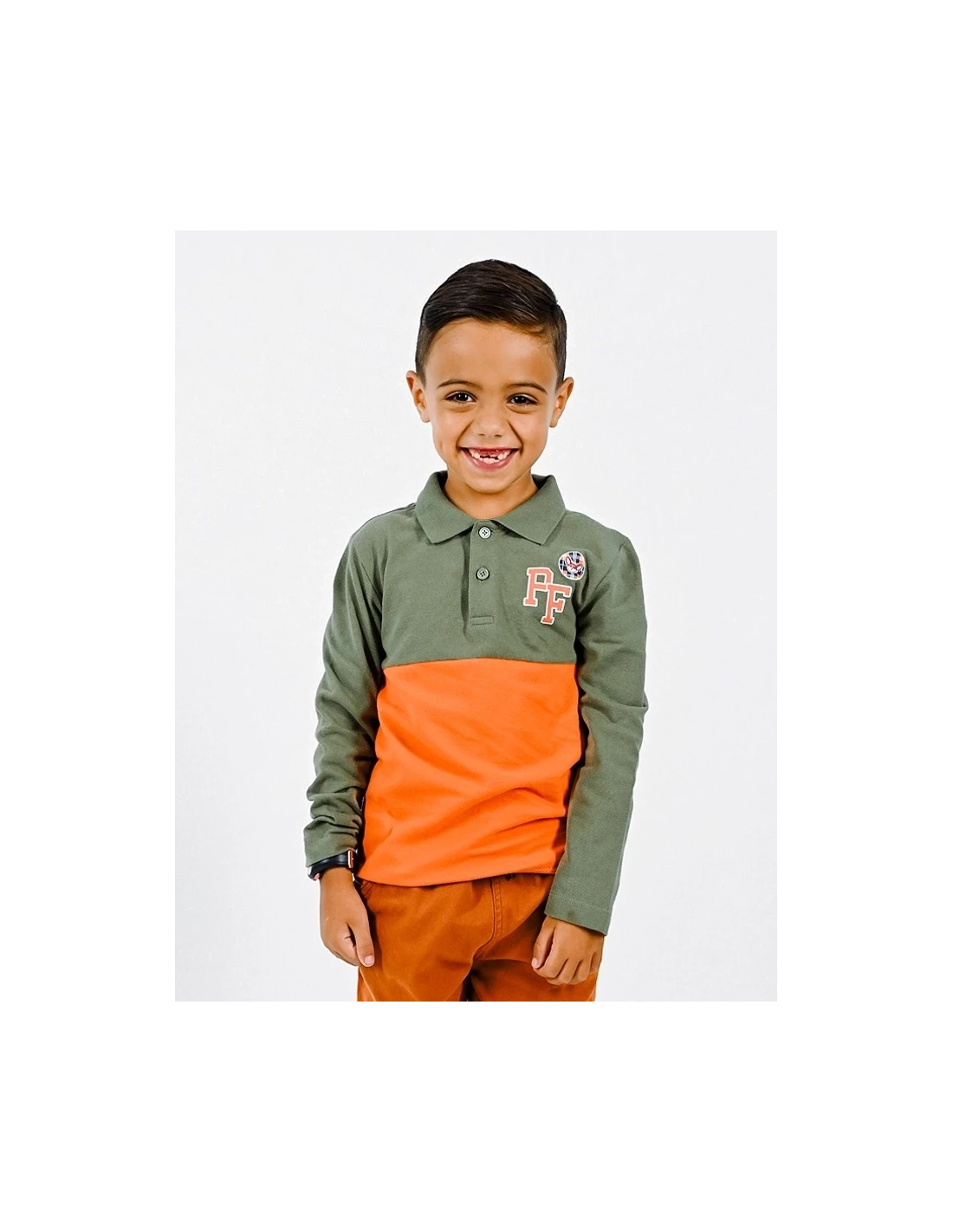 Polo 100% coton "club des aventuriers" - Kaki/Orange Polo 100% coton "club des aventuriers" - Kaki/Orange