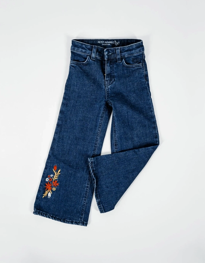 Pantalon Jean Fille Large Bleu Foncé