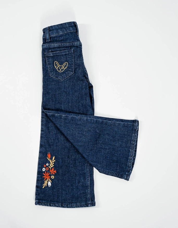 Pantalon Jean Fille Large Bleu Foncé