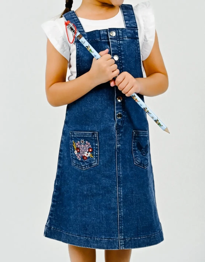 Robe Salopette En Jean Bleue Foncée