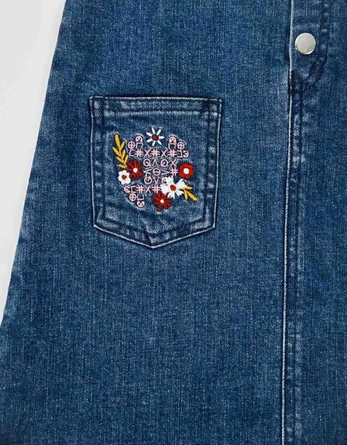 Robe Salopette En Jean Bleue Foncée