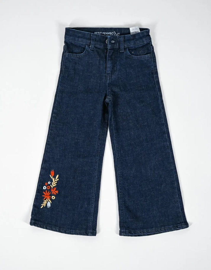 Pantalon Jean Fille Large Marine Foncé 2
