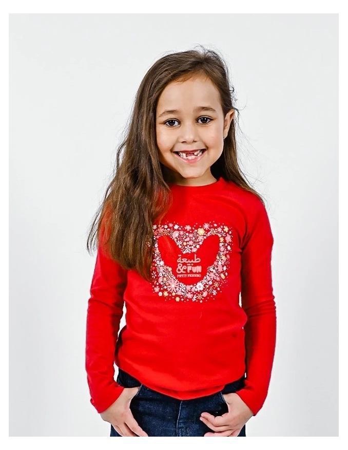 Ensemble Pantalon Jean Bleu + T-Shirt Rouge